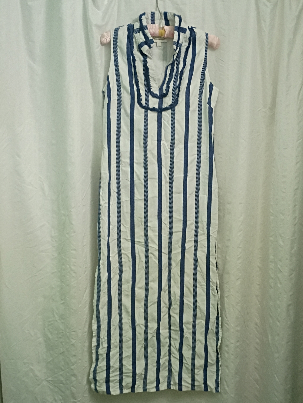 Sail to Sable Navy and White Vertical Stripe Maxi Dress